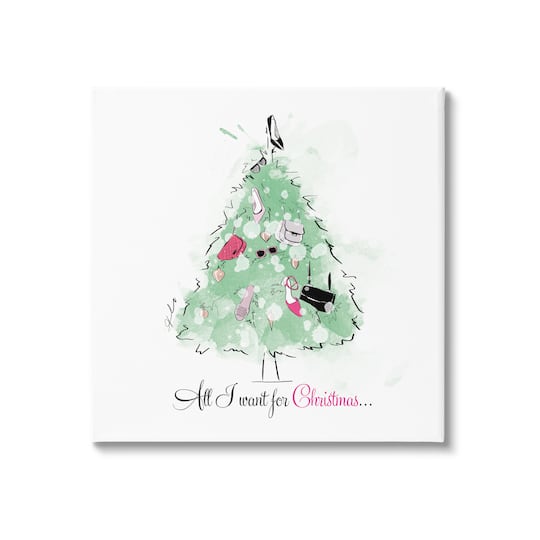 Stupell Industries All I want For Christmas Fashion Canvas Wall Art